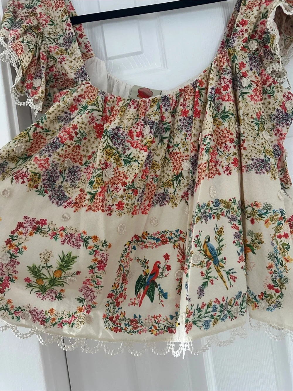 FARM Rio Cream Floral Off-Shoulder Ruffle Blouse - Picture 2 of 2